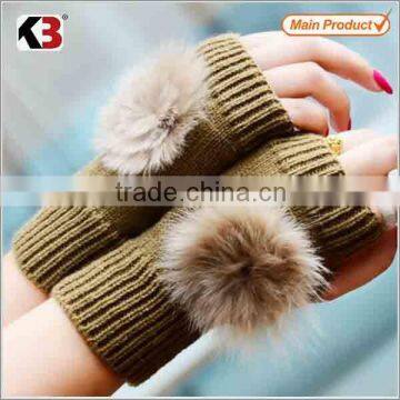 2015 popular custom knitted wool fingerless gloves