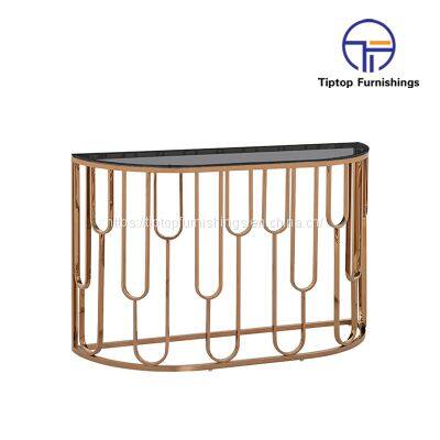 Modern luxury furniture white gold corner console tables Living Room hallway glass stainless steel console tables