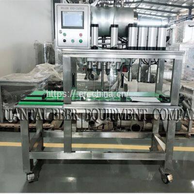 High quality 4-Station Manual beer bottling machine bottle filling and capping Tiantai nano brewery beer equipment for sale