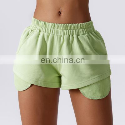 Fashion Sexy Casual Elastic Waistband Side Pocket Sports Gym Fitness Sweat Shorts Women Workout Running Exercise Wear Hot Shorts