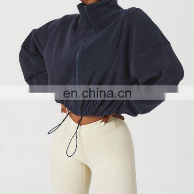 Winter Outdoor Adjustable Polar Fleece Jackets Custom Women Full Zipper Sherpa Coats photo-2