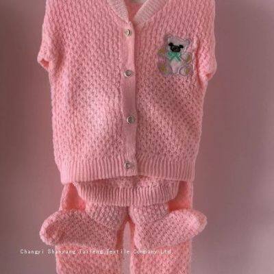 Knitted Baby Set Four Pieces Baby Clothes Soft Baby Sweater Set photo-4
