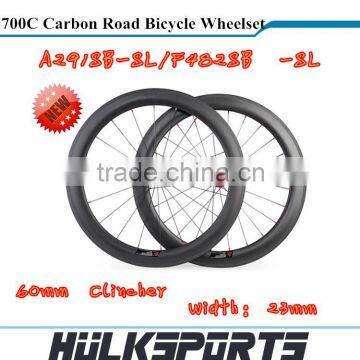 Toray T700 chinese carbon clincher wheels 700c bike full carbon wheelset 60mm Clincher Road bicycle Wheels With 23mm