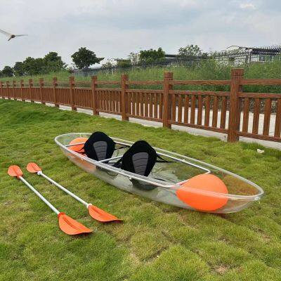 2 people Strong Transparent Kayat with airbag, paddle, seats for tourism & photography industry