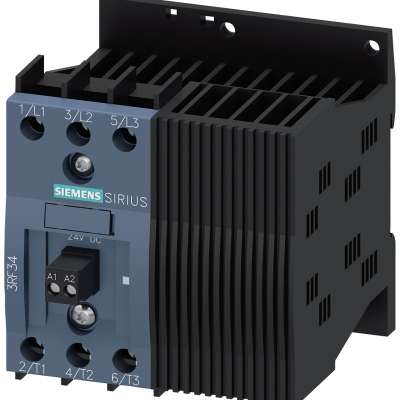 New 3-phase semiconductor contactor 3RF3410-1BD24 with bolt-type terminal connection