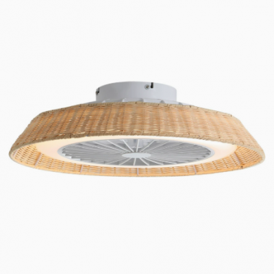 Ventilateur plafonnier lumineux en cordes de rotin tressées de 18 pouces / Ventilateur plafonnier lumineux à moteur DC et à éclairage tricolore réglable / Ventilateur plafonnier lumineux intégré (Wechat : 13510231336)