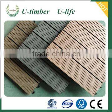 Weather resistant wood plastic composite wpc decking tiles