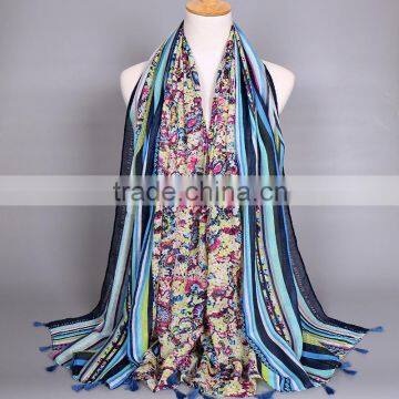 2016 New Pattern Good Cotton Printed Fabric Muslim Women Veil Hijab