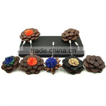Handmade Men's Gifts Wood Brooch Wooden Flower Lapel Pins photo-1