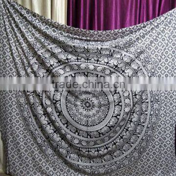 Indian Printed Mandala Tapestry Hippie Throw Beach Roundies Elephant Bedsheets