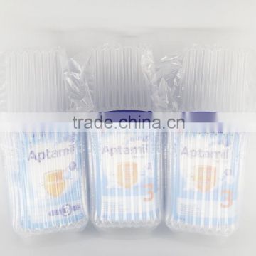 Customized inflatable air bubble plastic packing bag for milk cans delivery.