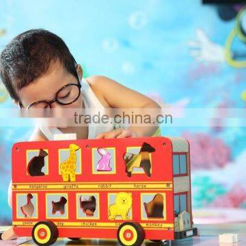 Wooden animal bus toy