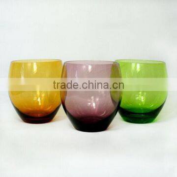 Colored tumbler glass cup; Stemless wine glass