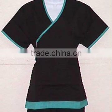 Contrasting Mock wrap suit Black-Teal