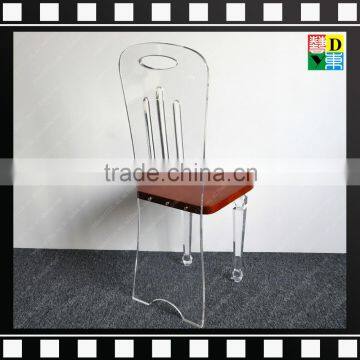 2016 Special Designed Transparent Clear Acrylic Restaurant Dining Chair With Wood Seat photo-2