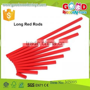 Wooden Montessori Sensorial Toy Long Red Rods