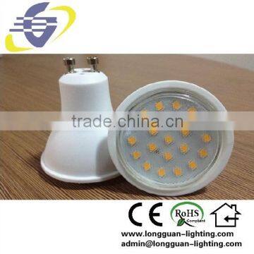 LED lamp NEW style GU10 21SMD 2835 3W plastic cup with glass cup hot sell