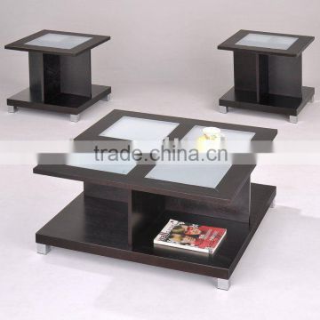 wooden square coffee table and end table