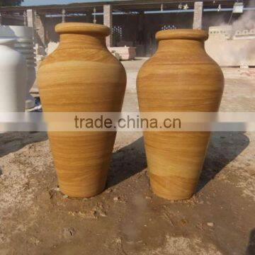 Teak wood flower pot- Sandstone