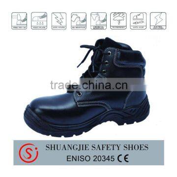 China leather man shoe, embossed buffalo leather working PU injedtion safety shoe