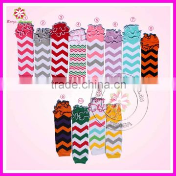 Baby girl winter cotton ruffle chevron leg warmers