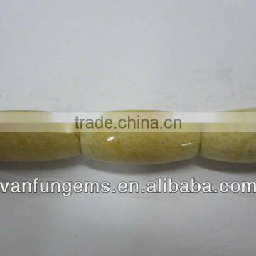 Natural stone barrel hard yewllow jade