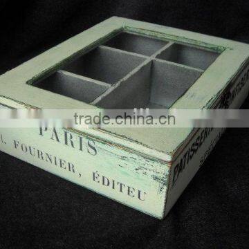 Shabby chic wooden sundries storage box with 5 grids