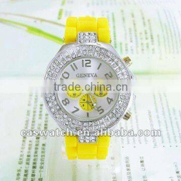 2012 Popular Geneva Silicone Jelly Watches,promotional diamond watch,HOT!!!