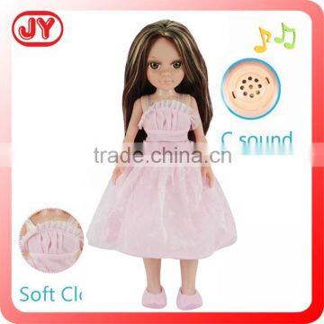 Pretty 18 inch american clothes doll girl with real hair vinyl head blow mould body with EN71