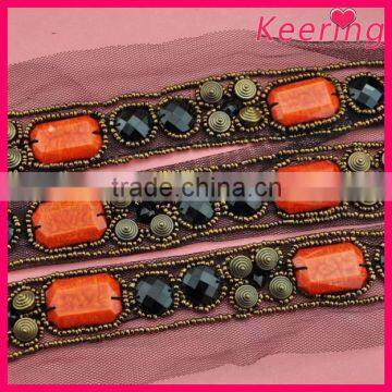 newest apparel beaded rhinestone trimming for dress WTP-1278