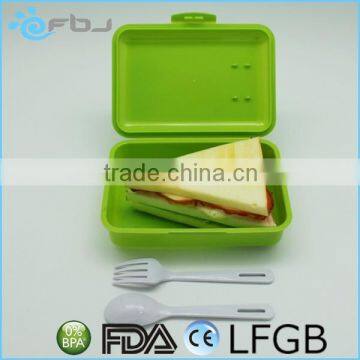 BPA-Free Plastic Sandwich Lunch Box with Cutlery