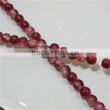 6mm round double color crackle glass bead RGB016