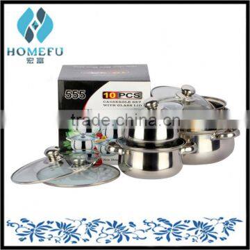 wholesale stainless steel home utensils of cookware with glass lids in china