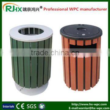 Garbage can with eco-friendly wood-plastic composite material for outdoor garden dustbin