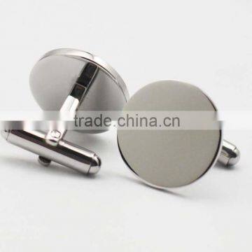 316L Stainless Steel Shiny Plain Silver Round Cufflinks for Men photo-4