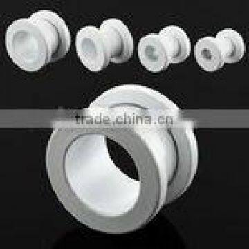 White anodized steel flesh tunnel plug