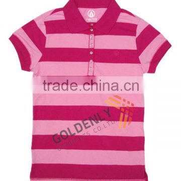 New design engeering stripes Ladies yarn dye Polo Shirt