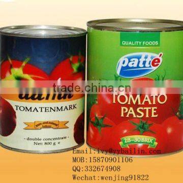 Canned tomato paste brix28-30%with high quality