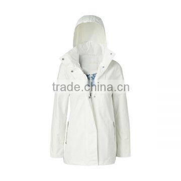 Europe noble ladies' raincoat /waterproof parka with hood,figure flattering raincoat