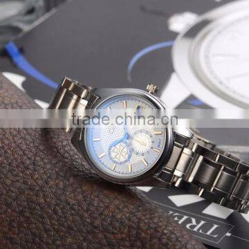 Wholesale Luxury Quality Blue Glass Cheap Price Stainless Steel Band Watch Waterproof Watches