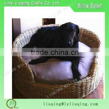 2016 newest Cheap 100% Handmade round brown Willow Pet Basket with cushion