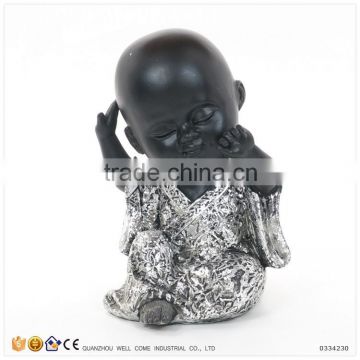 Resin Black Little Boy Shaolin Monk Figurine