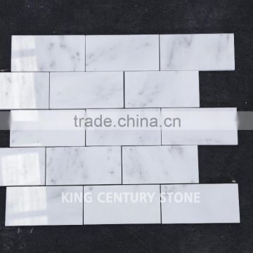 hot sale plished marble brick look white mosaic tile