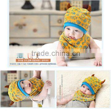 Baby Cotton Beanie Hat Cute Cow Baby Hat 100cotton With Turtleneck /bib photo-3