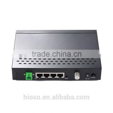 100M EPON ONU with 4 RJ45 ports and 1 RF CATV port