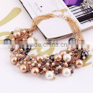Europe New Ladies' Fashion Exaggerated Beaded Necklace to Restore Ancient Ways Costly Pearl Clavicle Short Chain photo-3
