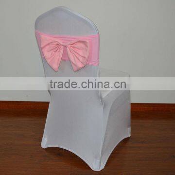 Pink spandex sash with polyester bow for weddings