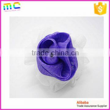 Different Color Mesh Rose Flower With Green Leaf Bath Mitten Sponge photo-5