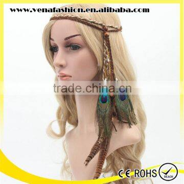 peacock feathers peruvian curly braiding braid hair band