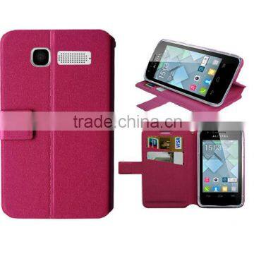 for red ALCATEL One Touch Pop C1 case hot pink slik slim wallet stand leather case wiko case high quality factory price